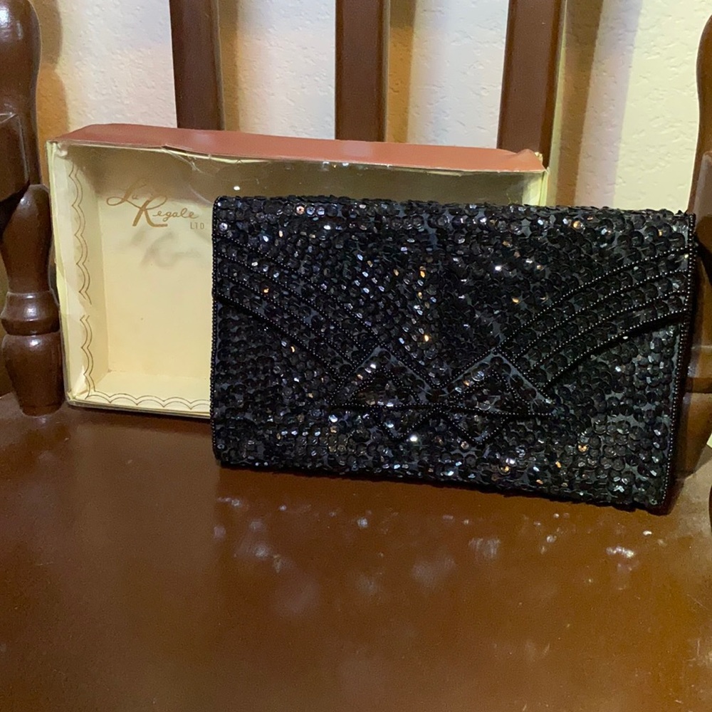 Vintage Black Sequins Clutch